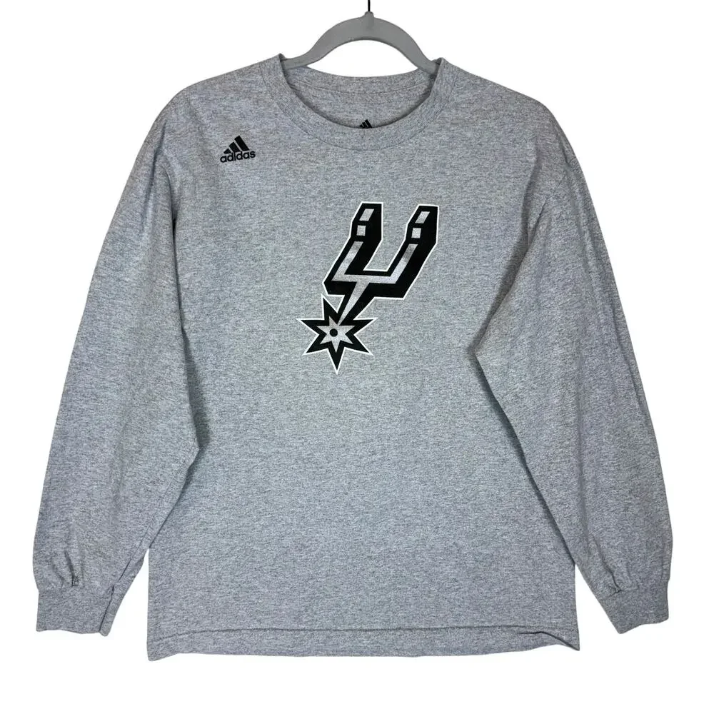 Adidas San Antonio Spurs Sweatshirt Men Medium Gray #2 Kawhi Leonard Long Sleeve
